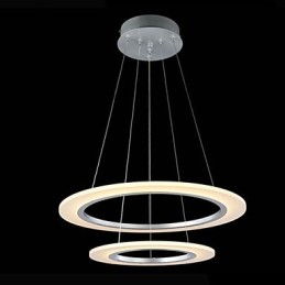 モダンなペンダントライト 天井吊り下げシャンデリアランプ器具 2つのリング付き