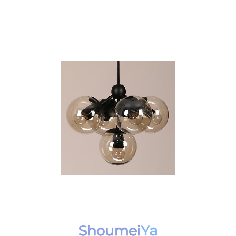 シャンデリア 5灯 ガラスボールライト レトロ 屋外 ガレージ メタル