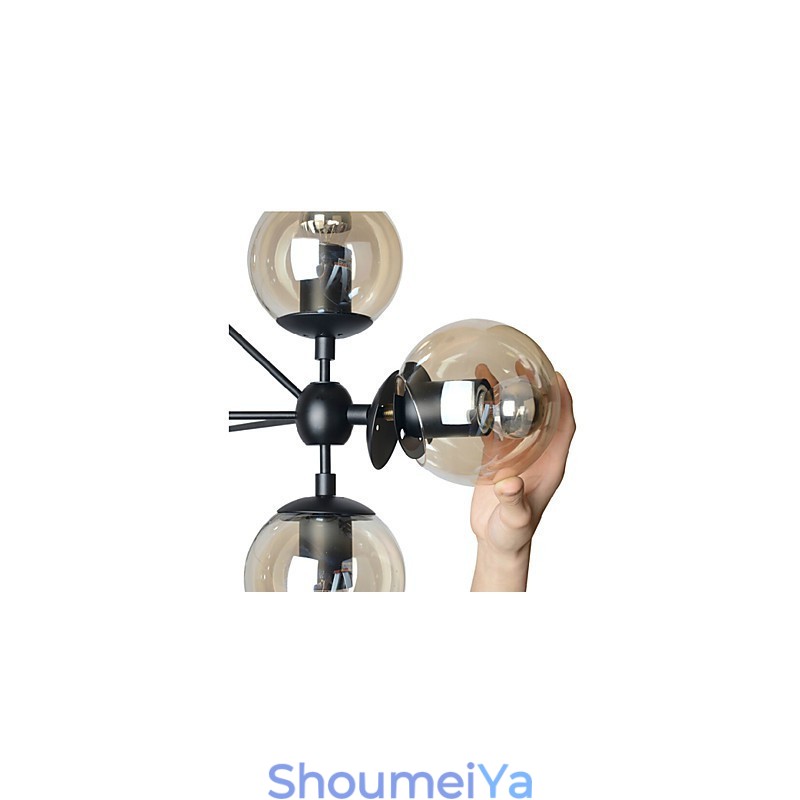 シャンデリア 5灯 ガラスボールライト レトロ 屋外 ガレージ メタル