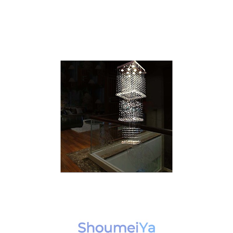 天井クリスタルペンダントランプ照明 8灯 モダン 豪華 シルバー Canpoy K9 クリアクリスタル器具