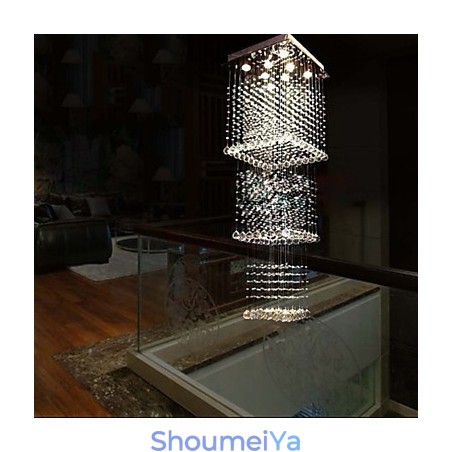 天井クリスタルペンダントランプ照明 8灯 モダン 豪華 シルバー Canpoy K9 クリアクリスタル器具