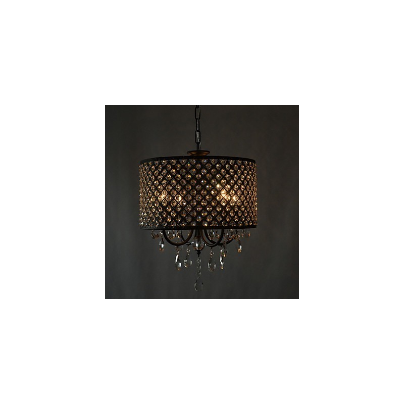 モダンコンテンポラリードラムクリスタルクロームシャンデリア