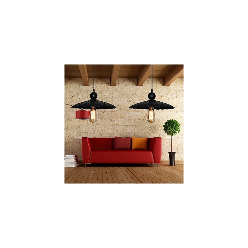 ミディアム ヴィンテージ ブラック アンブレラ メタル ペンダント ライト 1 つ付き