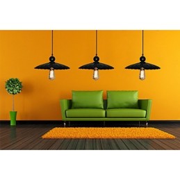 ミディアム ヴィンテージ ブラック アンブレラ メタル ペンダント ライト 1 つ付き