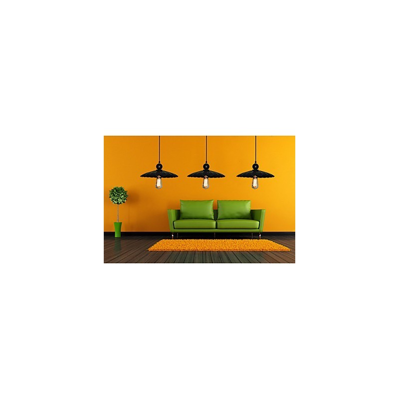 ミディアム ヴィンテージ ブラック アンブレラ メタル ペンダント ライト 1 つ付き