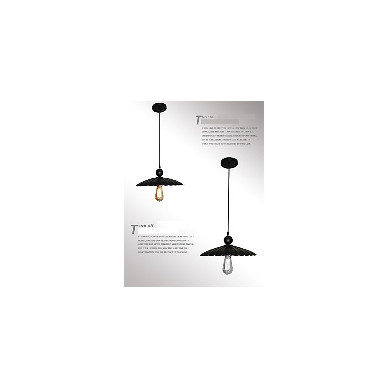 ミディアム ヴィンテージ ブラック アンブレラ メタル ペンダント ライト 1 つ付き