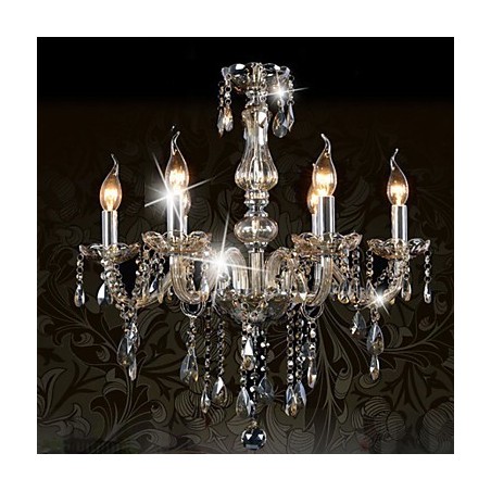 6 ライト高級クリスタルシャンデリア コニャックカラー K9 クリスタルシャンデリア