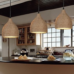 カントリーロフト 古代の方法を復元 麻ロープ シングルヘッド 小型ドロップライトランプ