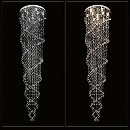 天井シャンデリアライトペンダントライトランプ照明器具K9クリスタルダブルスパイラル付き