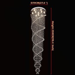 天井シャンデリアライトペンダントライトランプ照明器具K9クリスタルダブルスパイラル付き