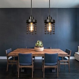 レトロなサークルのシングルヘッドランプとランタンキャラクターアートシャンデリアランプ